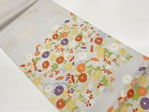 菊尽くしに霞模様織出し袋帯